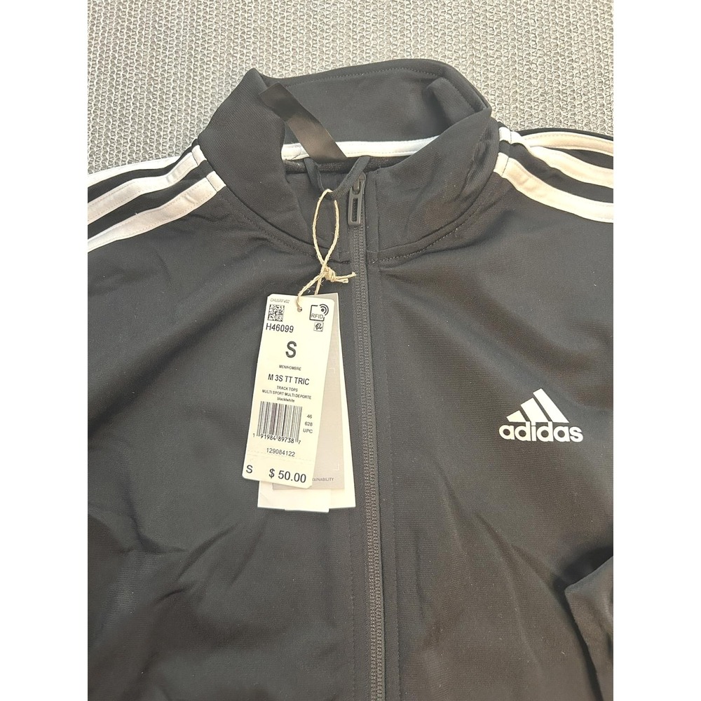 Adidas Essentials 3-Stripes Track Jacket Mens Small Black H46099 NWT